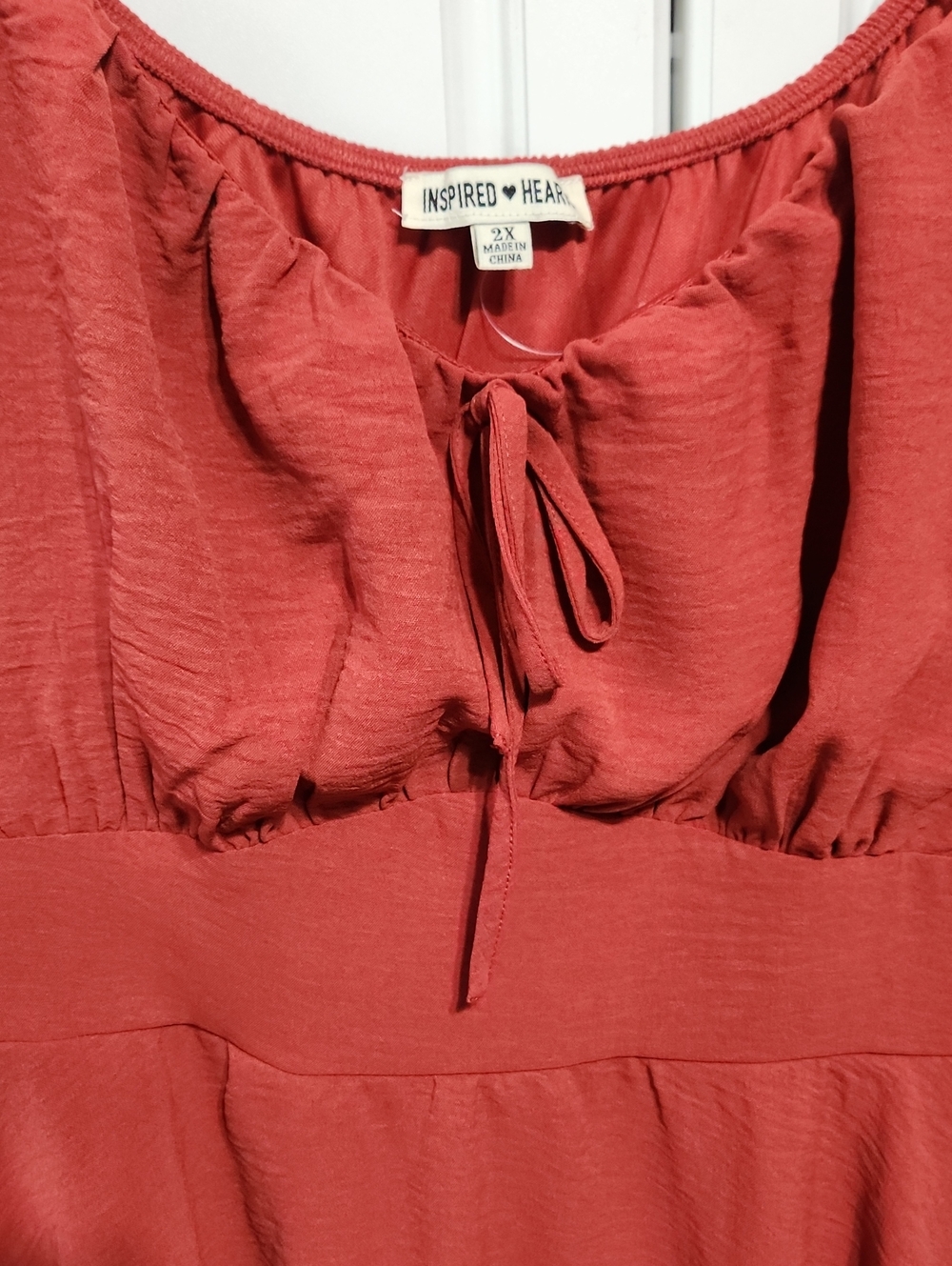 Rust Red Ruffled Dress With Shorts - Picture 3 of 7